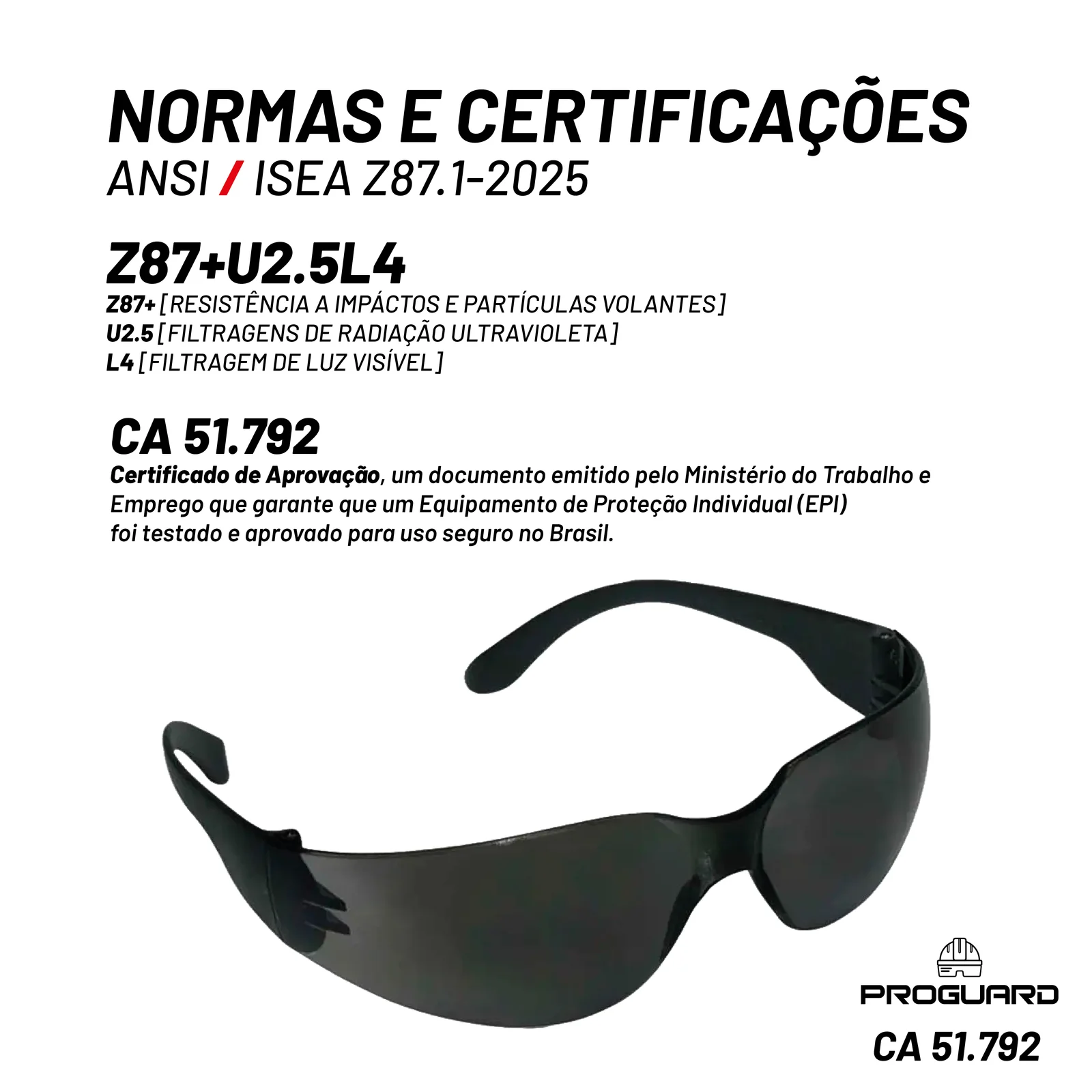 PROGUARD - Óculos de Proteção Tipo Lupa Cinza EAGLE - Vista Lateral